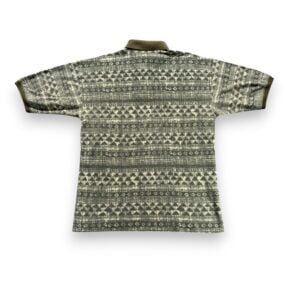 Vintage Bugle Boy Polo Shirt Adult LARGE Green Tribal Geometric Chambray 90s
