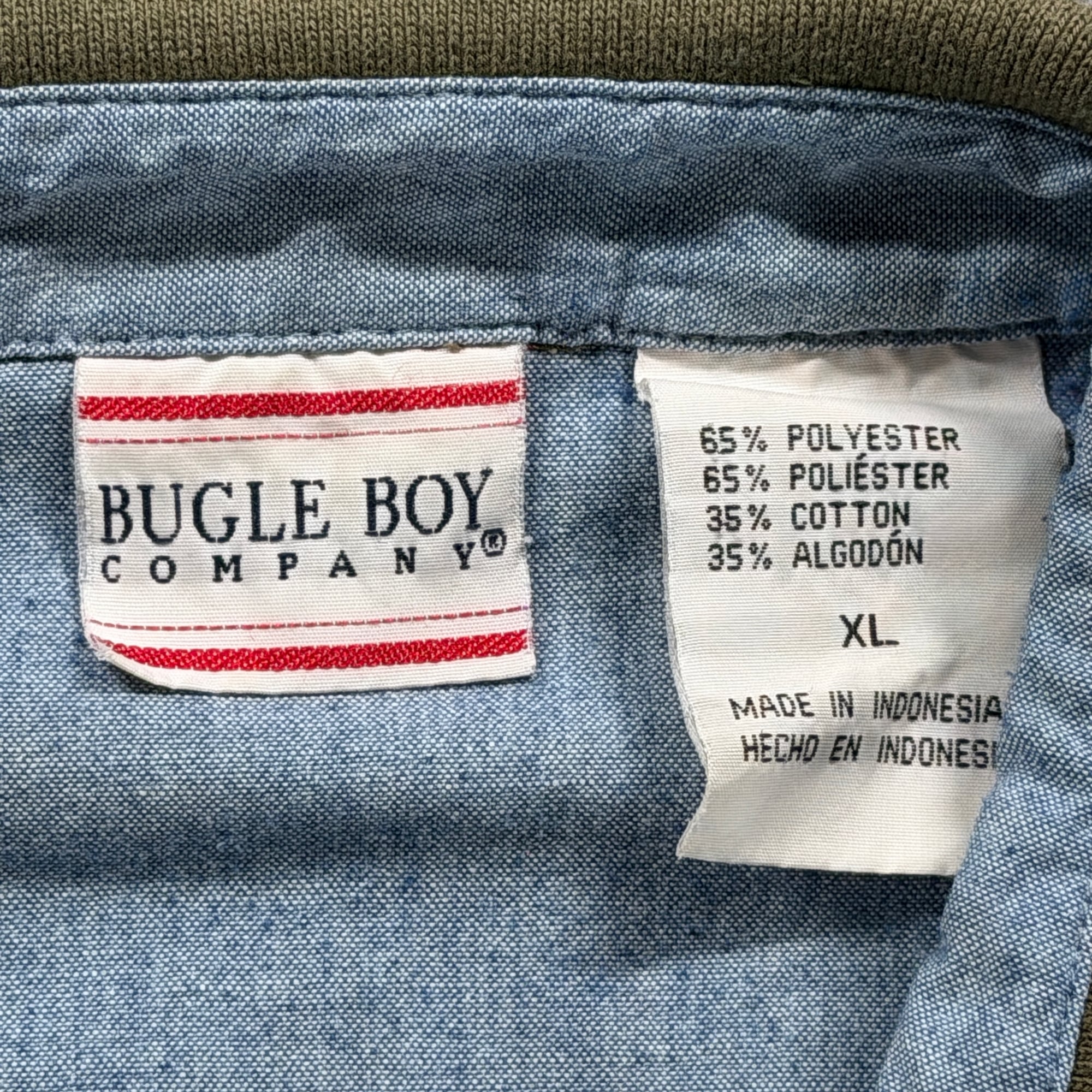 Vintage Bugle Boy Polo Shirt Adult LARGE Green Tribal Geometric Chambray 90s-4 Vintage Bugle Boy Polo Shirt Adult LARGE Green Tribal Geometric Chambray 90s