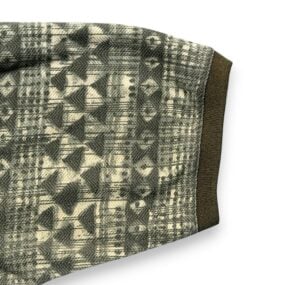 Vintage Bugle Boy Polo Shirt Adult LARGE Green Tribal Geometric Chambray 90s
