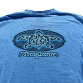 Vintage Hawaii Turtle Shirt Adult LARGE Blue Honu Tribal Maui Crazy Shirts 90s