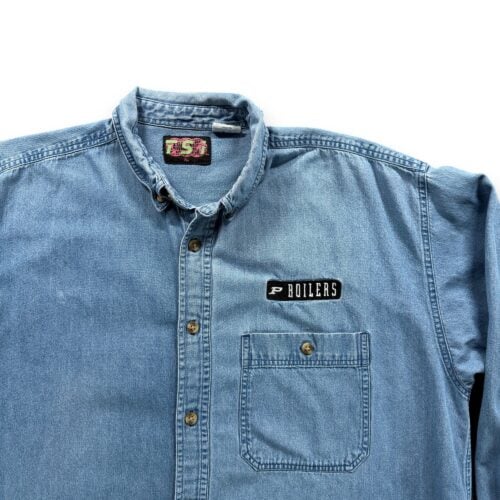 Vintage Purdue Boilers Shirt Adult EXTRA LARGE Blue Denim Boilermakers TSI 90s-2 Vintage Purdue Boilers Shirt Adult EXTRA LARGE Blue Denim Boilermakers TSI 90s