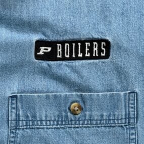 Vintage Purdue Boilers Shirt Adult EXTRA LARGE Blue Denim Boilermakers TSI 90s