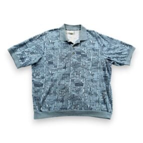 Vintage Haband Polo Shirt Adult EXTRA LARGE Blue Bamboo Botanical Geometric 90s