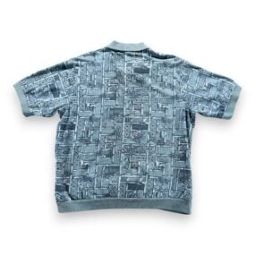 Vintage Haband Polo Shirt Adult EXTRA LARGE Blue Bamboo Botanical Geometric 90s