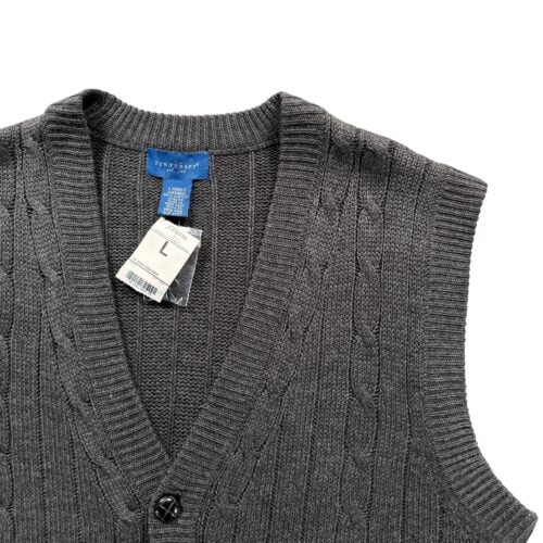 Vintage Towncraft Sweater Vest Adult MEDIUM Gray Cable Knit Deadstock Tags 90s-2 Vintage Towncraft Sweater Vest Adult MEDIUM Gray Cable Knit Deadstock Tags 90s