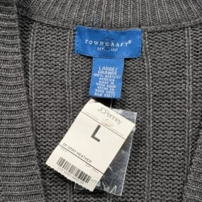 Vintage Towncraft Sweater Vest Adult MEDIUM Gray Cable Knit Deadstock Tags 90s