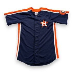 Houston Astros Jersey Adult SMALL Blue Orange Majestic Baseball Button Up MLB