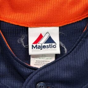 Houston Astros Jersey Adult SMALL Blue Orange Majestic Baseball Button Up MLB