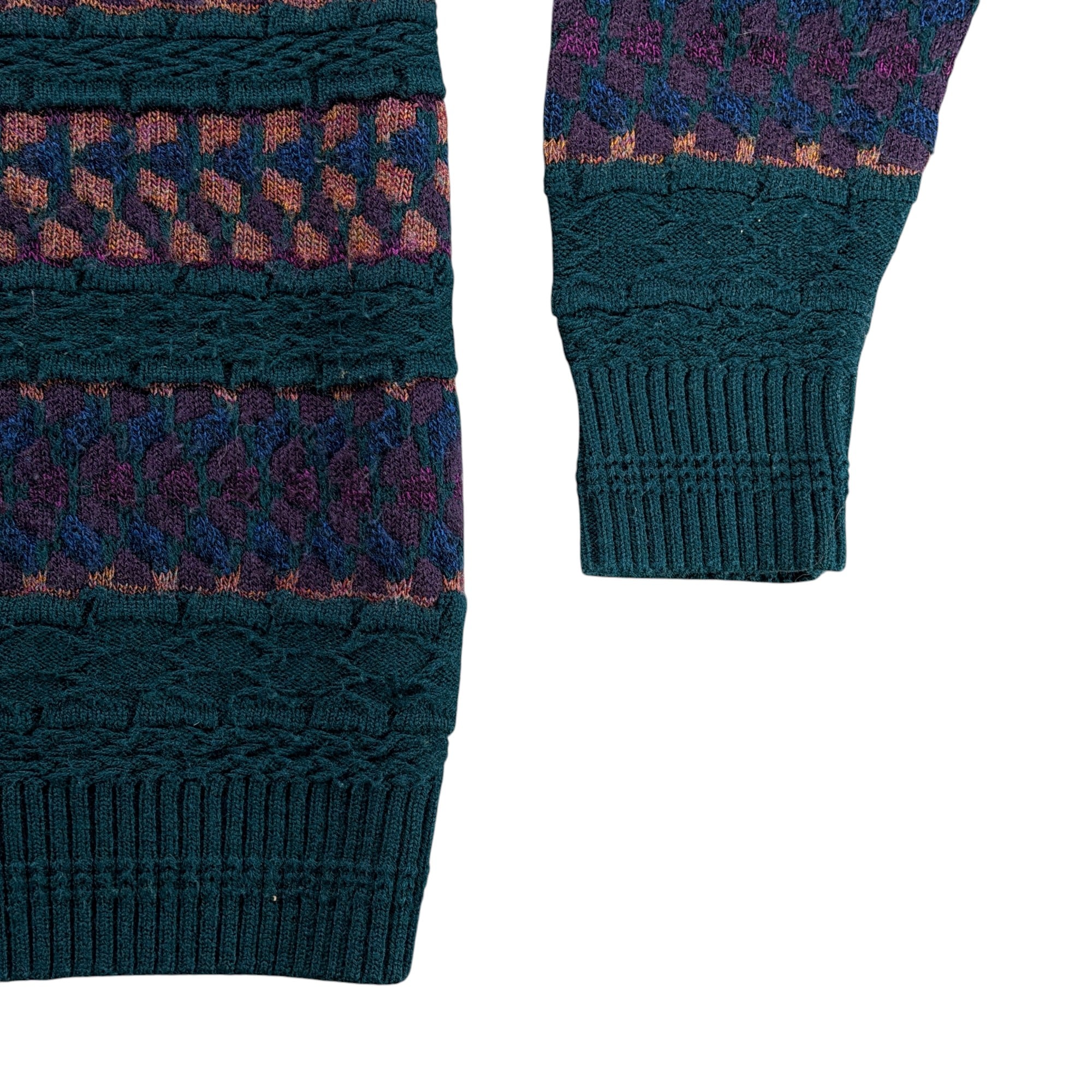 Vintage Reed St James Sweater Adult LARGE Green Purple Textured Knit Striped 90s-5 Vintage Reed St James Sweater Adult LARGE Green Purple Textured Knit Striped 90s