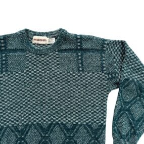 Vintage McGregor Sweater Adult SMALL Green Gray Textured Knit Diamond 80s