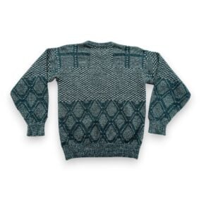 Vintage McGregor Sweater Adult SMALL Green Gray Textured Knit Diamond 80s