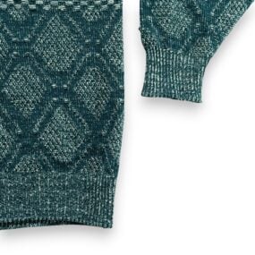 Vintage McGregor Sweater Adult SMALL Green Gray Textured Knit Diamond 80s