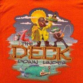 Vintage Deck Down Under Shirt Adult MEDIUM Orange Florida Bar Restaurant Y2K