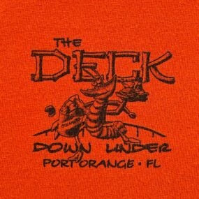 Vintage Deck Down Under Shirt Adult MEDIUM Orange Florida Bar Restaurant Y2K