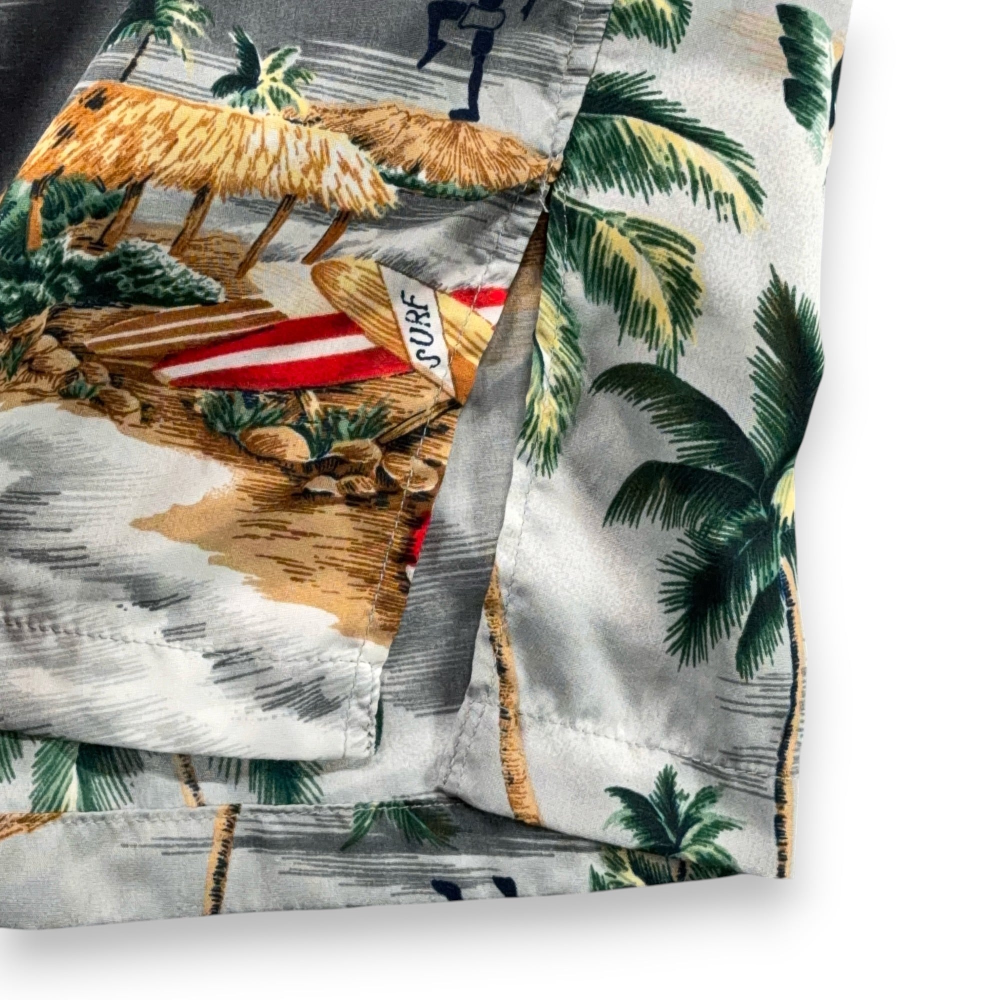 Vintage Hawaiian Shirt Adult EXTRA LARGE Gray Woody Wagon Surf Palm Trees 80s-8 Vintage Hawaiian Shirt Adult EXTRA LARGE Gray Woody Wagon Surf Palm Trees 80s