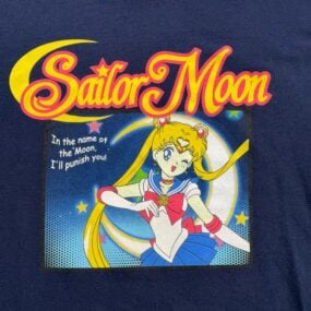 Sailor Moon Shirt Adult LARGE Blue Anime Toei Animation In The Name Of The Moon