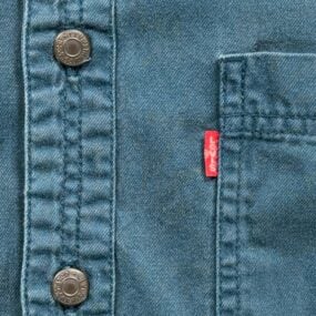 Vintage Levis Shirt Adult SMALL Green Red Tab Twill Metal Buttons Oversized 90s