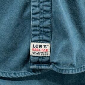 Vintage Levis Shirt Adult SMALL Green Red Tab Twill Metal Buttons Oversized 90s